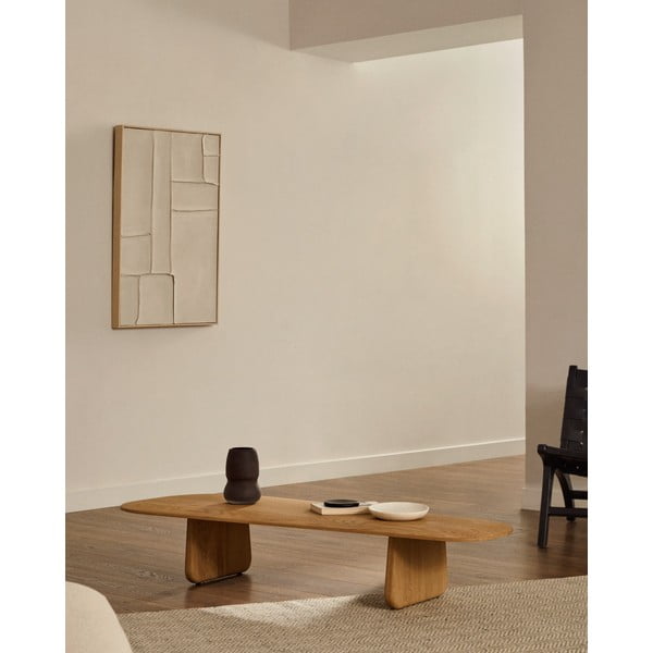 Natúr színű tölgyfa dohányzóasztal 64x146 cm Pirita – Kave Home-image-2