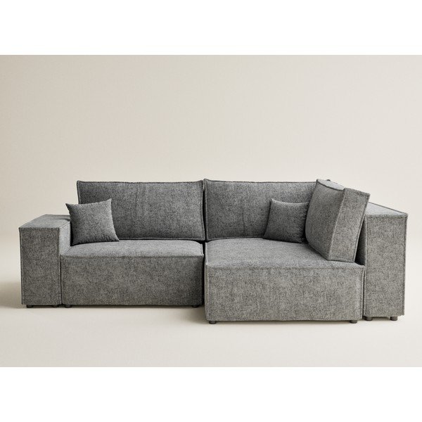 Szürke zsenília kinyitható-tárolóhelyes sarokkanapé (jobb oldali-L alakú) Tonga – Maison de Rêve-image-2