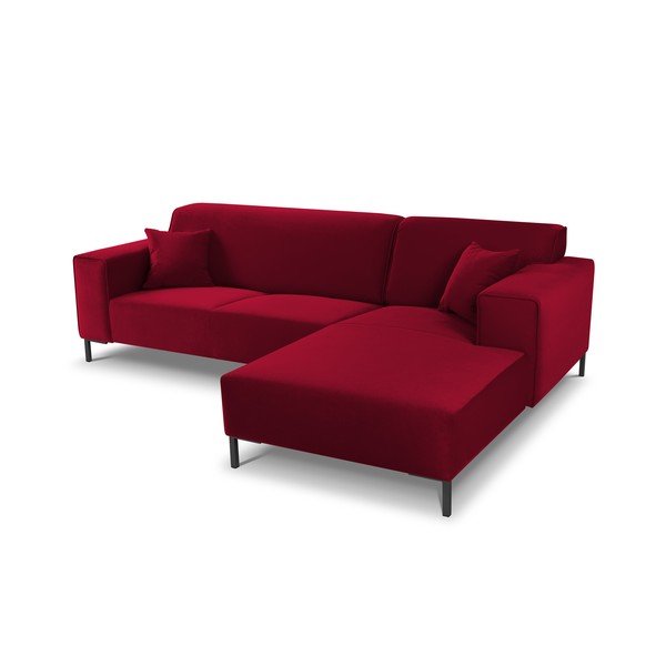 Siena piros bársony sarokkanapé, jobb oldali - Cosmopolitan Design-image-4