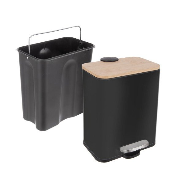 Fekete rozsdamentes acél pedálos szemetes 5 l Black – Orion-image-4