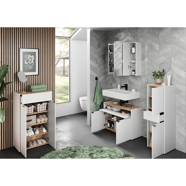 Fehér magas fürdőszoba szekrény 34x111 cm Forano – Germania-image-4