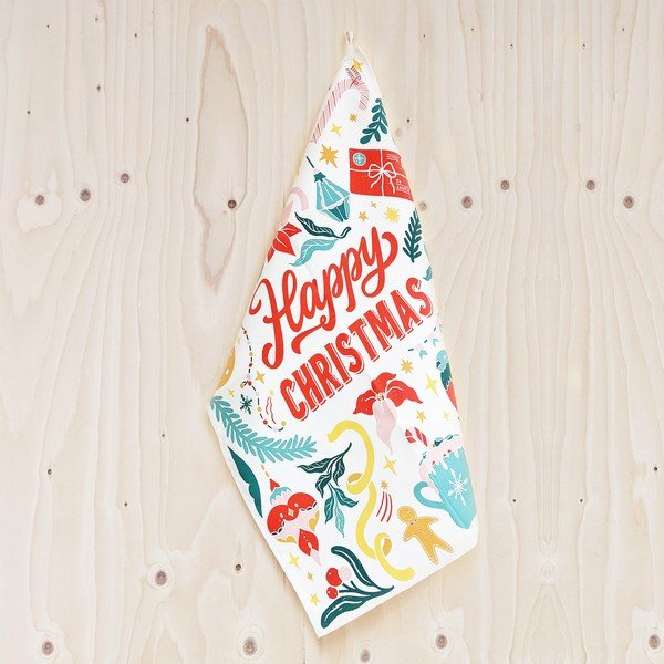 Happy Christmas pamut konyharuha, 46 x 71 cm - eleanor stuart-image-1