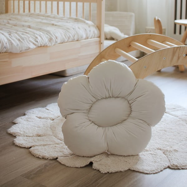 Krémszínű mosható kézi szövésű pamut gyerek szőnyeg ø110 cm Gabrielle – Nattiot-image-4