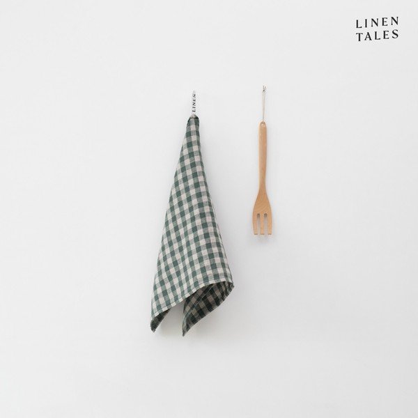 Len konyharuha 45x65 cm Forest Green Gingham – Linen Tales