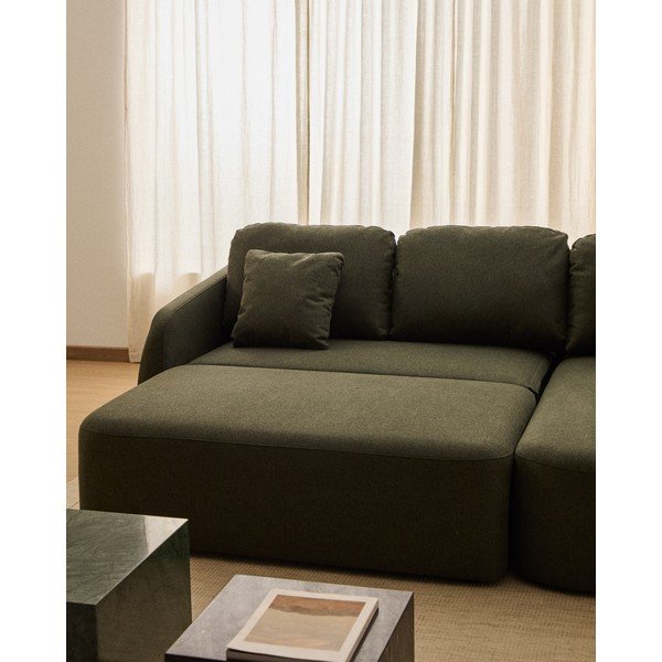 Sötétzöld zsenília kinyitható sarokkanapé (jobb oldali-heverő résszel) Laira – Kave Home-image-4
