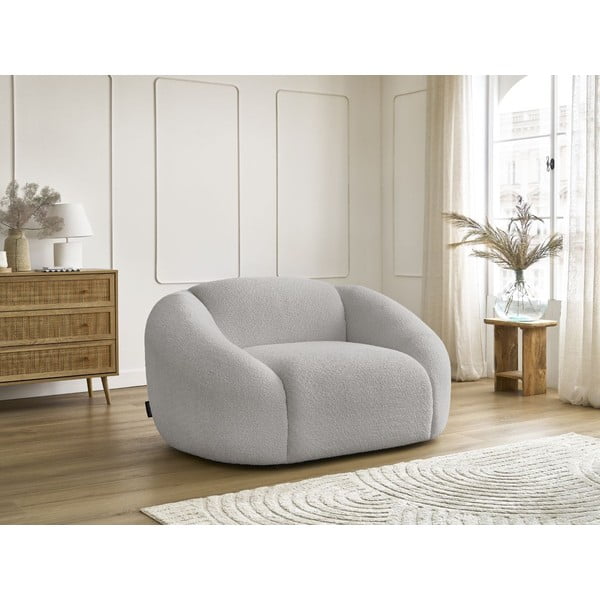 Világosszürke buklé fotel Tina – Bobochic Paris-image-4
