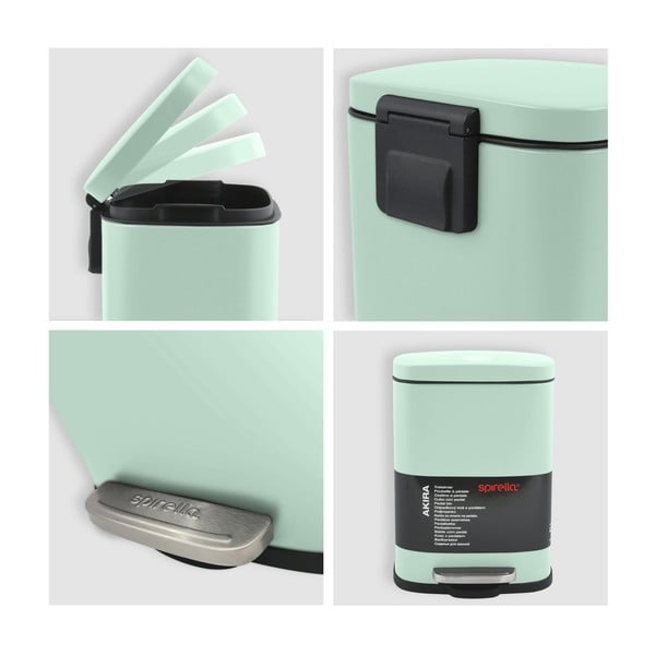 Mentazöld acél pedálos szemetes 5 l   Akira – Spirella-image-3