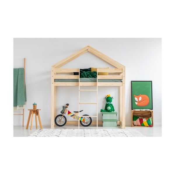 Mila DMPA házikó emeletes ágy borovi fenyőfából, 80 x 180 cm - Adeko-image-1