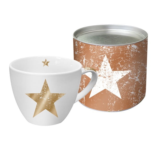 Fashion Real Star Bronze & Gold porcelán bögre karácsonyi motívummal, díszdobozban, 450 ml - PPD