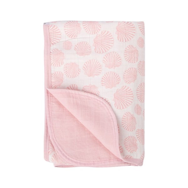 Rózsaszín pamut gyerek takaró 120x120 cm Seashell – Mijolnir
