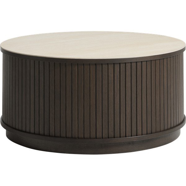Sötét natúr színű kerek dohányzóasztal kerámia asztallappal ø 85 cm Enna – Unique Furniture-image-4