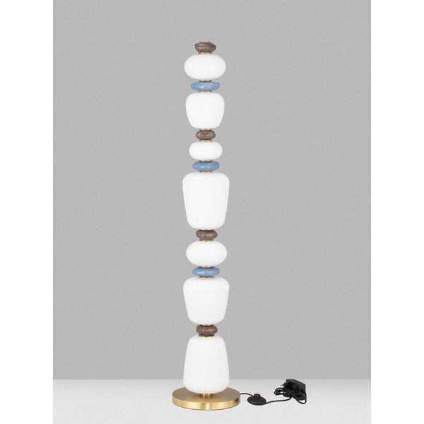 Fehér-aranyszínű fém LED dimmelhető állólámpa porcelán búrával-üveg búrával (magasság 130,5 cm) Palo – Nova Luce-image-2