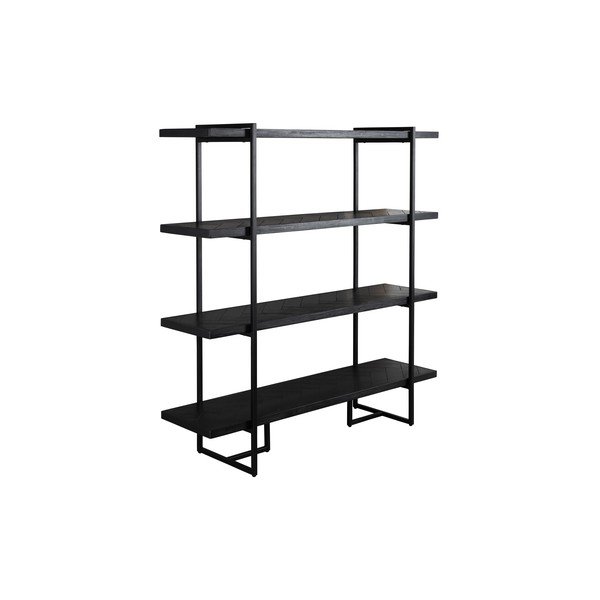 Fekete könyvespolc egzotikus fa dekorral 140x146 cm Class - Dutchbone-image-2