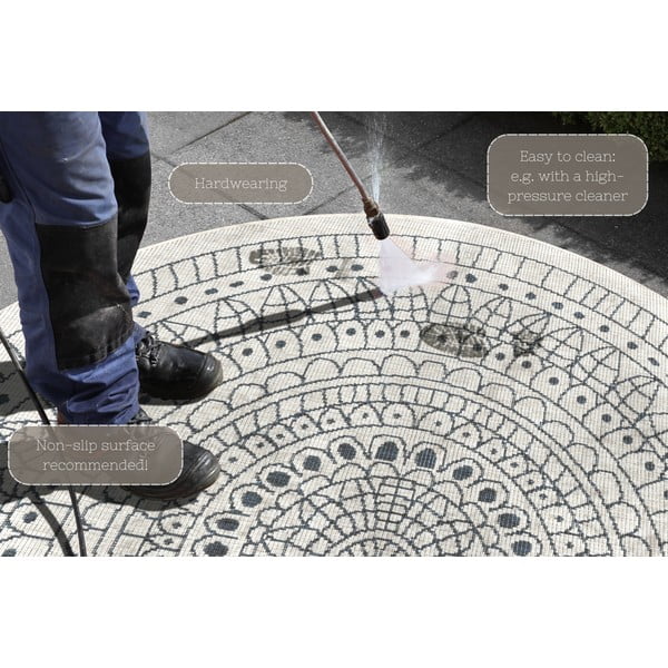 Porto szürke-krémszínű kültéri szőnyeg, ø 140 cm - NORTHRUGS-image-4