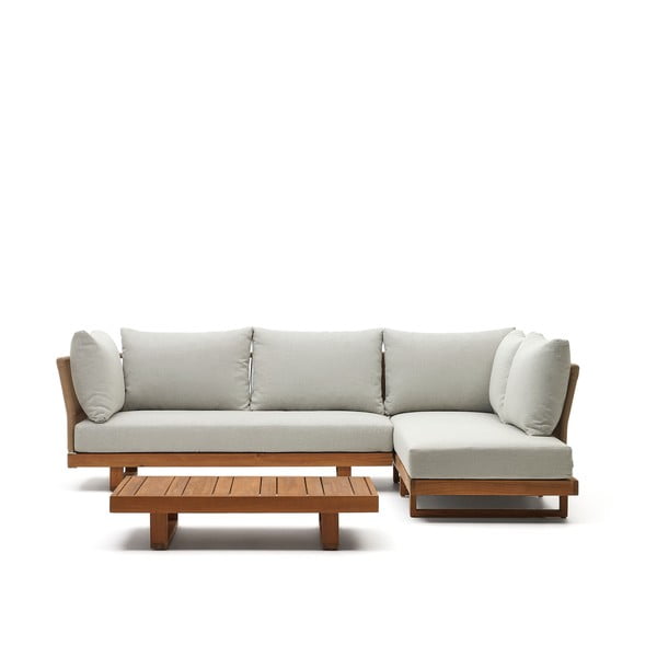 Krémszínű-natúr színű akácfa ötszemélyes kerti lounge szett Raco – Kave Home-image-2