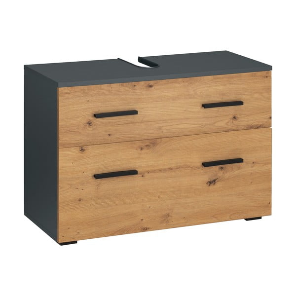 Natúr színű mosdó alatti szekrény tölgyfa dekorral 55x35 cm Malika – Støraa-image-1