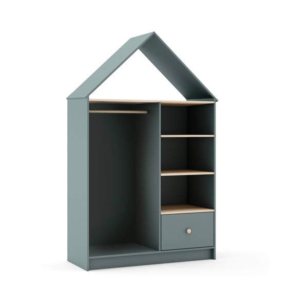 Szürkészöld nyitott gyerek ruhásszekrény 110x180x45 cm Estefania – Marckeric-image-4