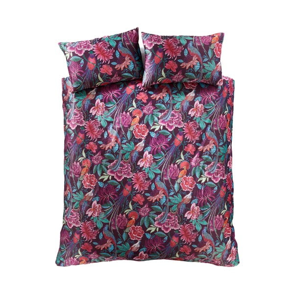 Lila kétszemélyes hosszabbított bársony ágyneműhuzat 230x220 cm Kate Floral – Catherine Lansfield