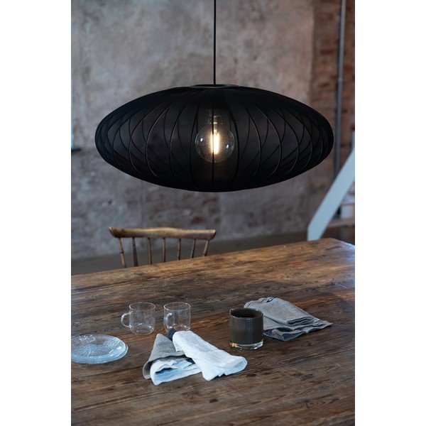 Fekete függőlámpa textil búrával ø 75 cm Florence – Markslöjd-image-1