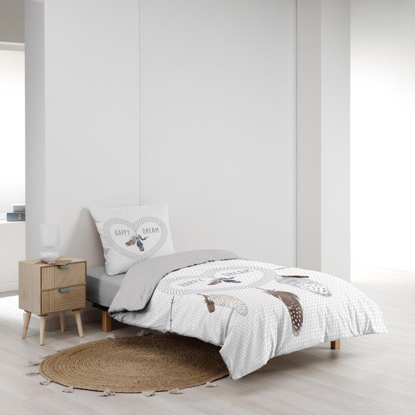 Fehér egyszemélyes pamut ágyneműhuzat 140x200 cm Happy Dream – douceur d'intérieur-image-2