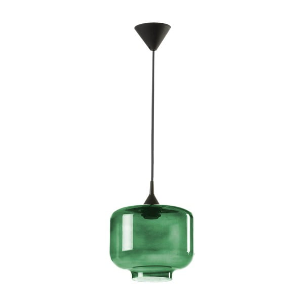 Ambar fekete függőlámpa zöld üveg búrával, ø 25 cm - Tierra Bella