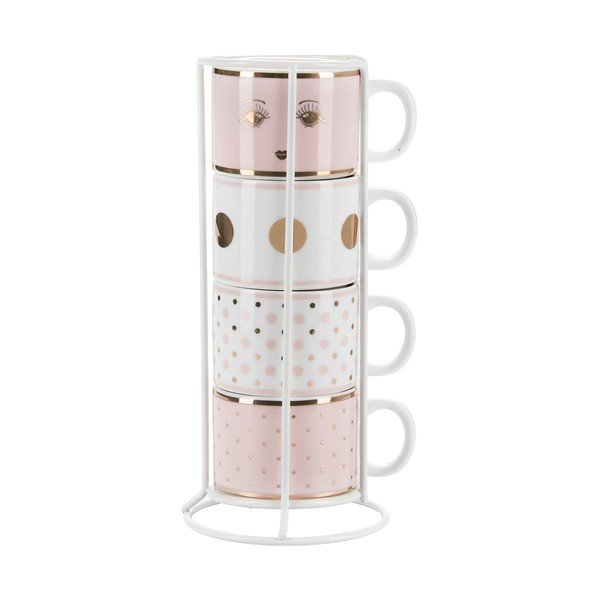 4 db porcelán csésze állvánnyal - Miss Étoile
