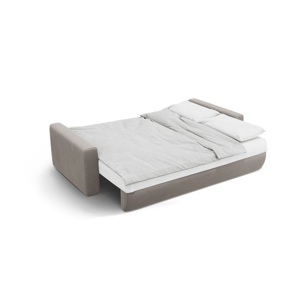 Világosszürke bársony kinyitható tárolóhelyes kanapé 238 cm Belfast – Cosmopolitan Design-image-4