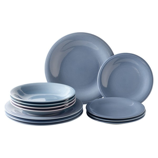 Like Color Loop 12 db-os kék porcelán tányér készlet - Villeroy & Boch