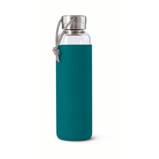 G-Bottle üveg vizespalack türkizkék szilikon tartóval, 600 ml - Black + Blum