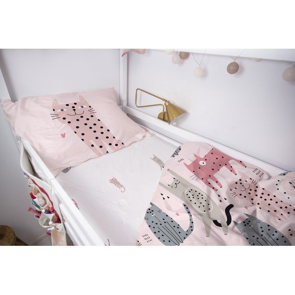 Pamut-szatén gumis gyereklepedő 200x90 cm Meow Meow - Butter Kings-image-1