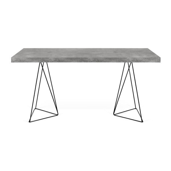Multi betonmintás étkezőasztal fekete lábakkal, 160 x 90 cm - TemaHome