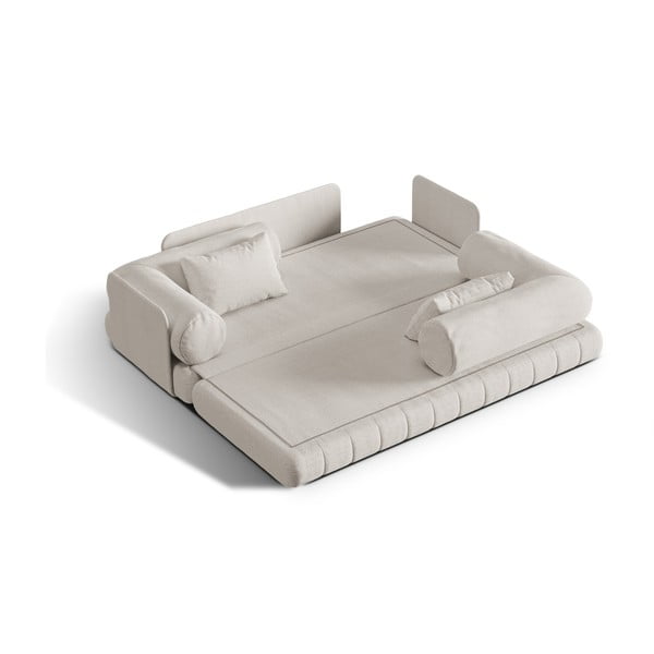 Bézs buklé kinyitható kanapé 206 cm Kemi – Cosmopolitan Design-image-1