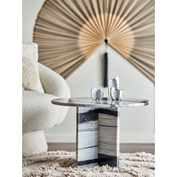 Fekete-fehér márvány kerek dohányzóasztal ø 61 cm Rosito – Bloomingville-image-1