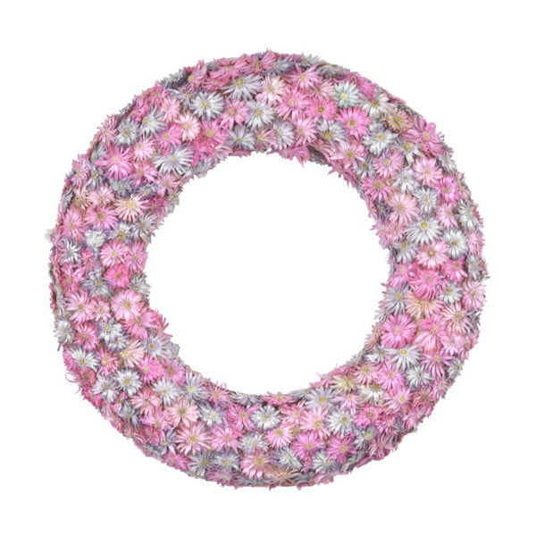 Rózsaszín koszorú száraz virágokkal, ⌀ 26 cm - Ego Dekor