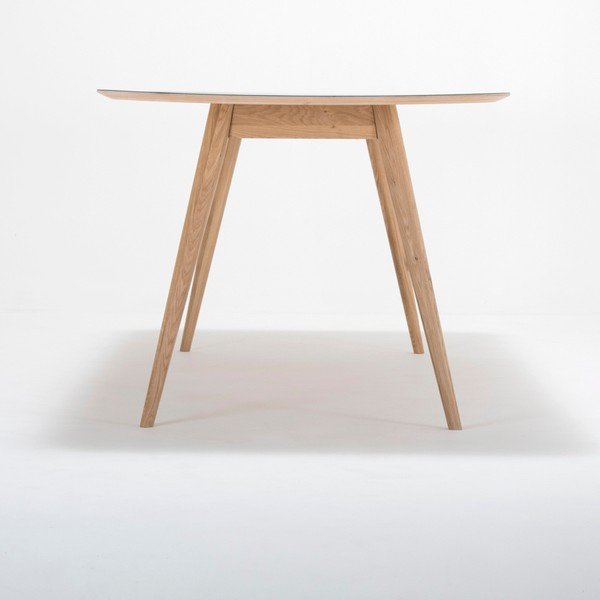 Linn tömör tölgyfa étkezőasztal sötétkék asztallappal, 200 x 90 cm - Gazzda-image-3