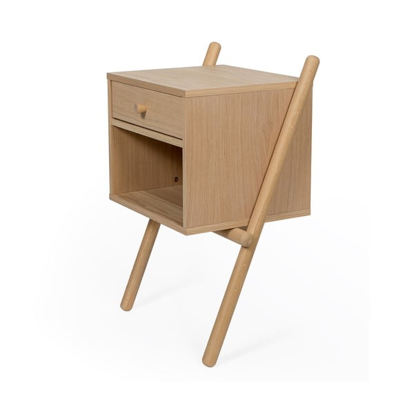 Natúr színű éjjeliszekrény tölgyfa dekorral Wiru – Woodman-image-2