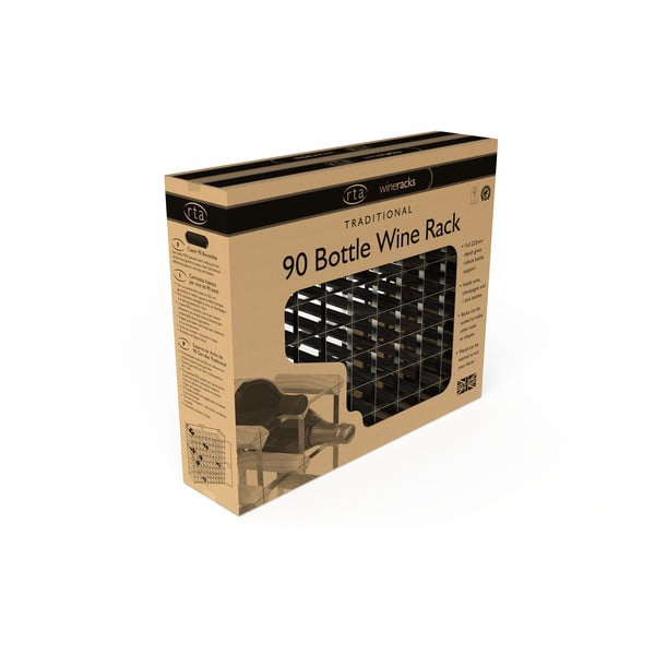 Barna tömör kőrisfa bortartó polcos állvány, palackok száma 90 - RTA-image-4