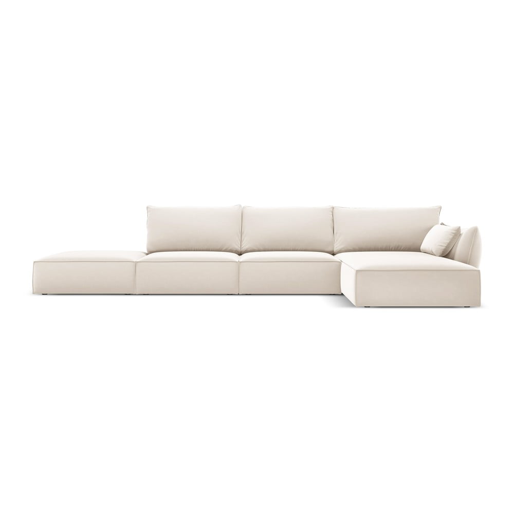 Bézs bársony sarokkanapé (jobb oldali-heverő résszel) Vanda Mazzini Sofas