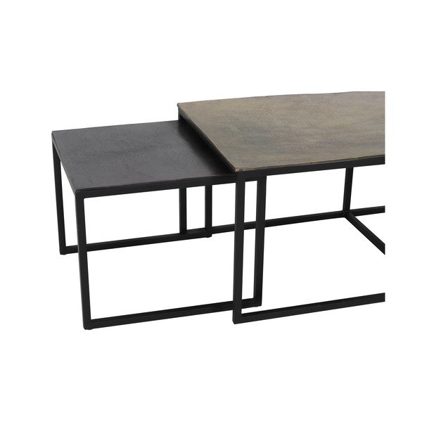 Fekete-bronzszínű fém dohányzóasztal szett 3 db-os 50x120 cm Kumalu – Light & Living-image-2