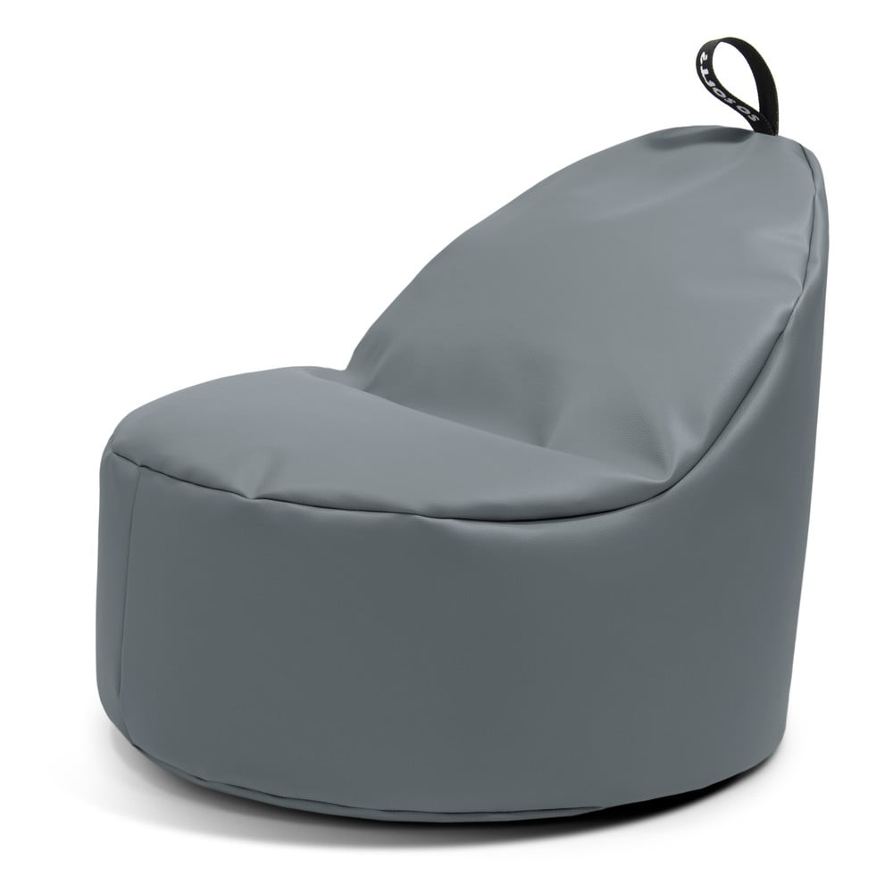 Szürke bőrutánzat gyerek babzsákfotel Round M So Soft?