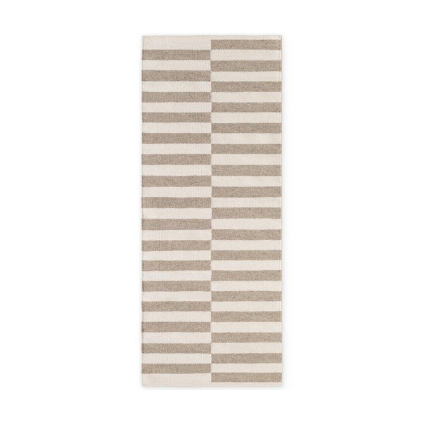 Fehér-szürke kétoldalas-kézi szövésű gyapjú futószőnyeg 80x200 cm Vika – Hanse Home