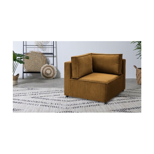 Mustársárga kordbársony kanapé modul (variálható) Nihad modular – Bobochic Paris-image-1