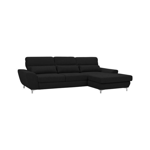 Omega fekete kinyitható sarokkanapé, jobboldali - Windsor & Co Sofas-image-2