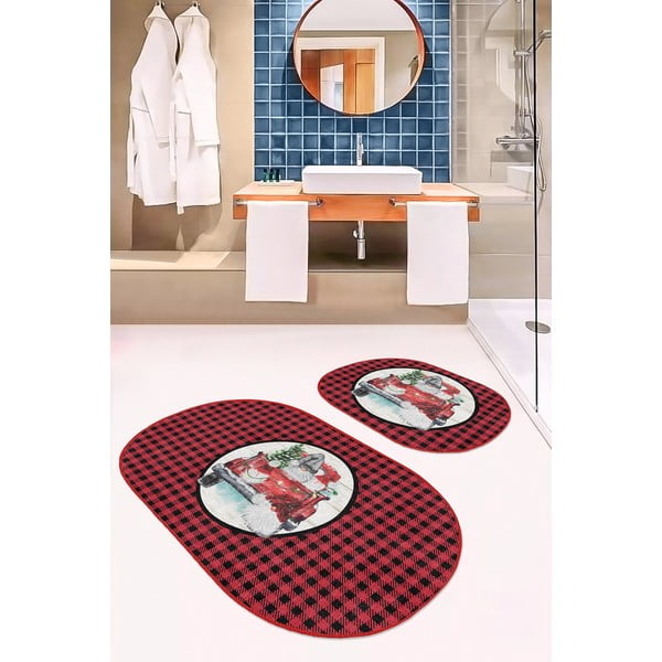 Piros-fekete fürdőszobai kilépő szett 2 db-os 60x100 cm Full Ride – Mila Home-image-2