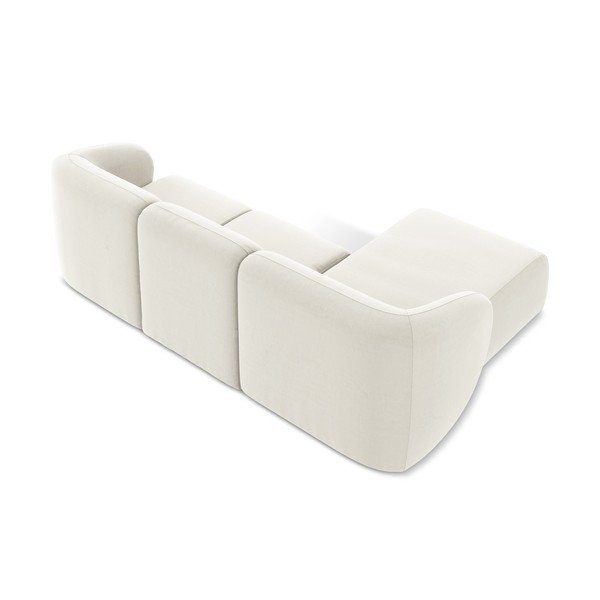 Bézs bársony sarokkanapé (bal oldali-heverő résszel) Lani – Makamii-image-3