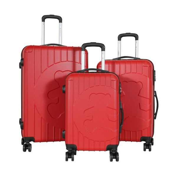 Philip 3 darabos piros bőrönd készlet - LULU CASTAGNETTE