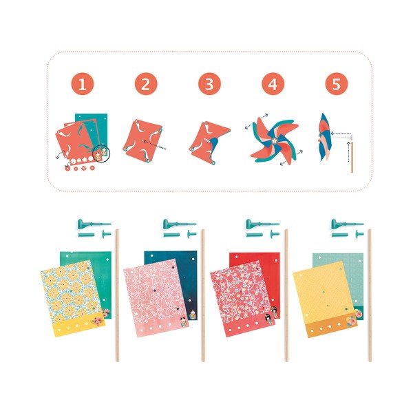 Szélkerék készítő szett 3 db szélkerékhez - Djeco-image-2