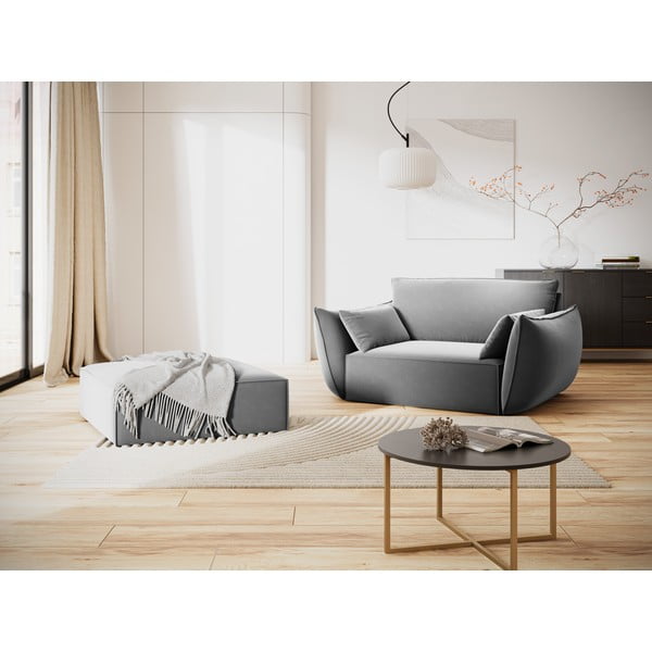 Világosszürke bársony lábtartó Vanda – Mazzini Sofas-image-1