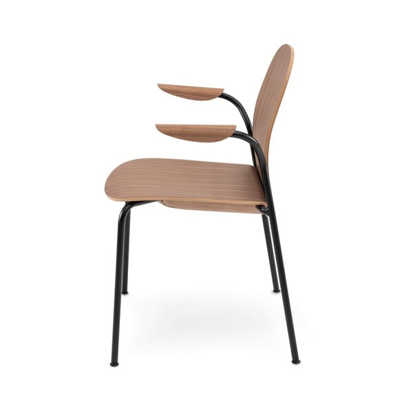 Konyakbarna-natúr színű karfás-rakásolható étkezőszék szett 2 db-os diófa dekorral Book – Gazzda-image-3