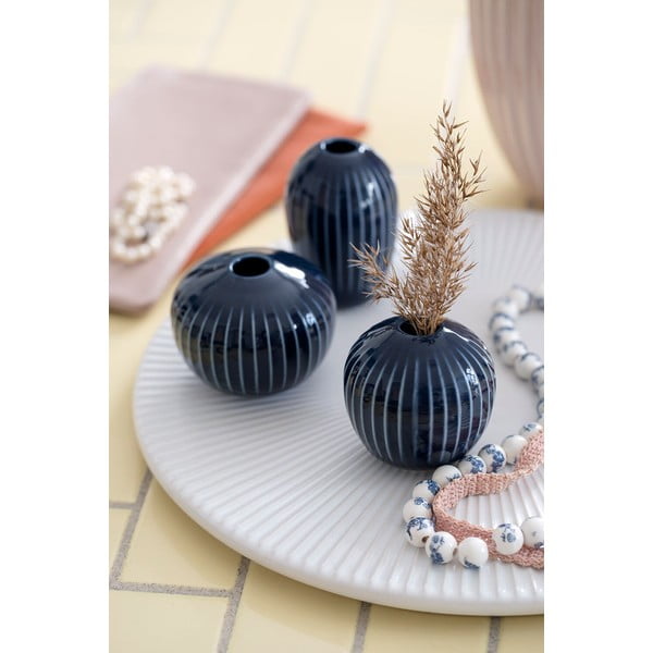 Hammershoi Miniature 3 db sötétkék mini agyagkerámia váza - Kähler Design-image-1
